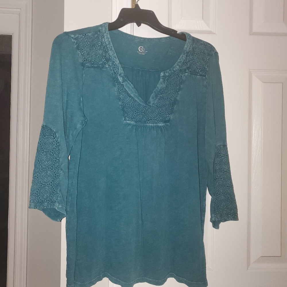 Teal Cato womens shirt size 14/16W